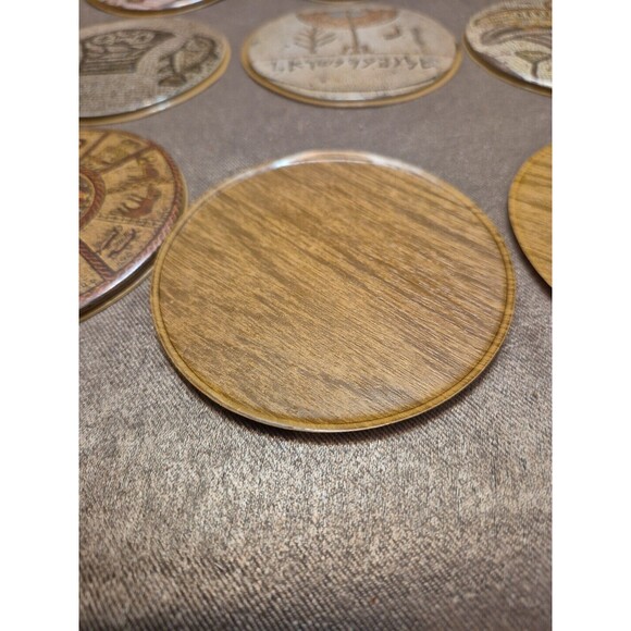 VTG RARE 1959 Vinyl Israel Souvenir Drink Coasters SET OF 11 3 1/2" - Picture 14 of 16